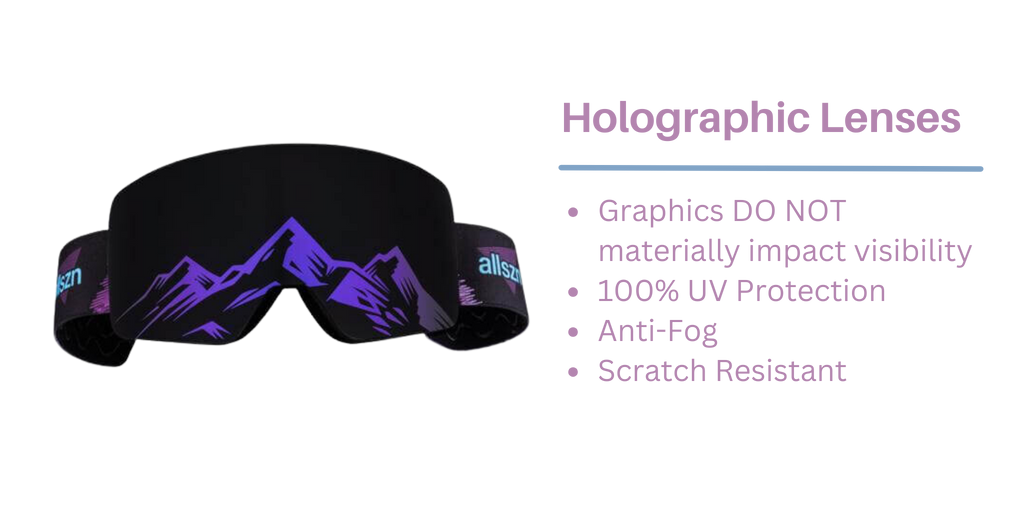 ALL SZN holographic lenses do not materially impact visibility and offer UV protection and anti fog