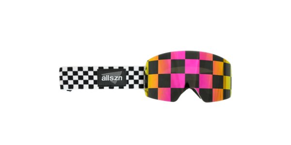 Pink and black checkered ski and snowboard goggles in small/medium
